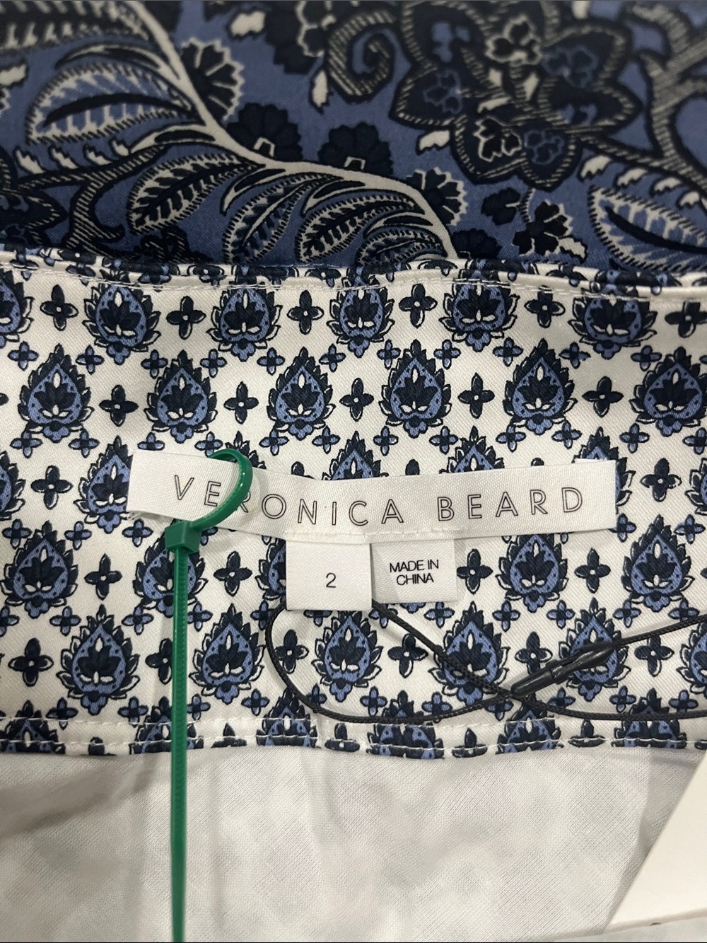 Veronica Beard Navy and White Printed Mini Skirt with Tie Waist - Picture 5 of 7